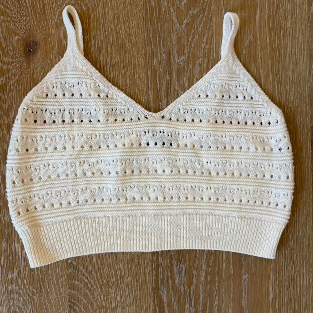 ASOS Cream Knit Crop Top, Medium